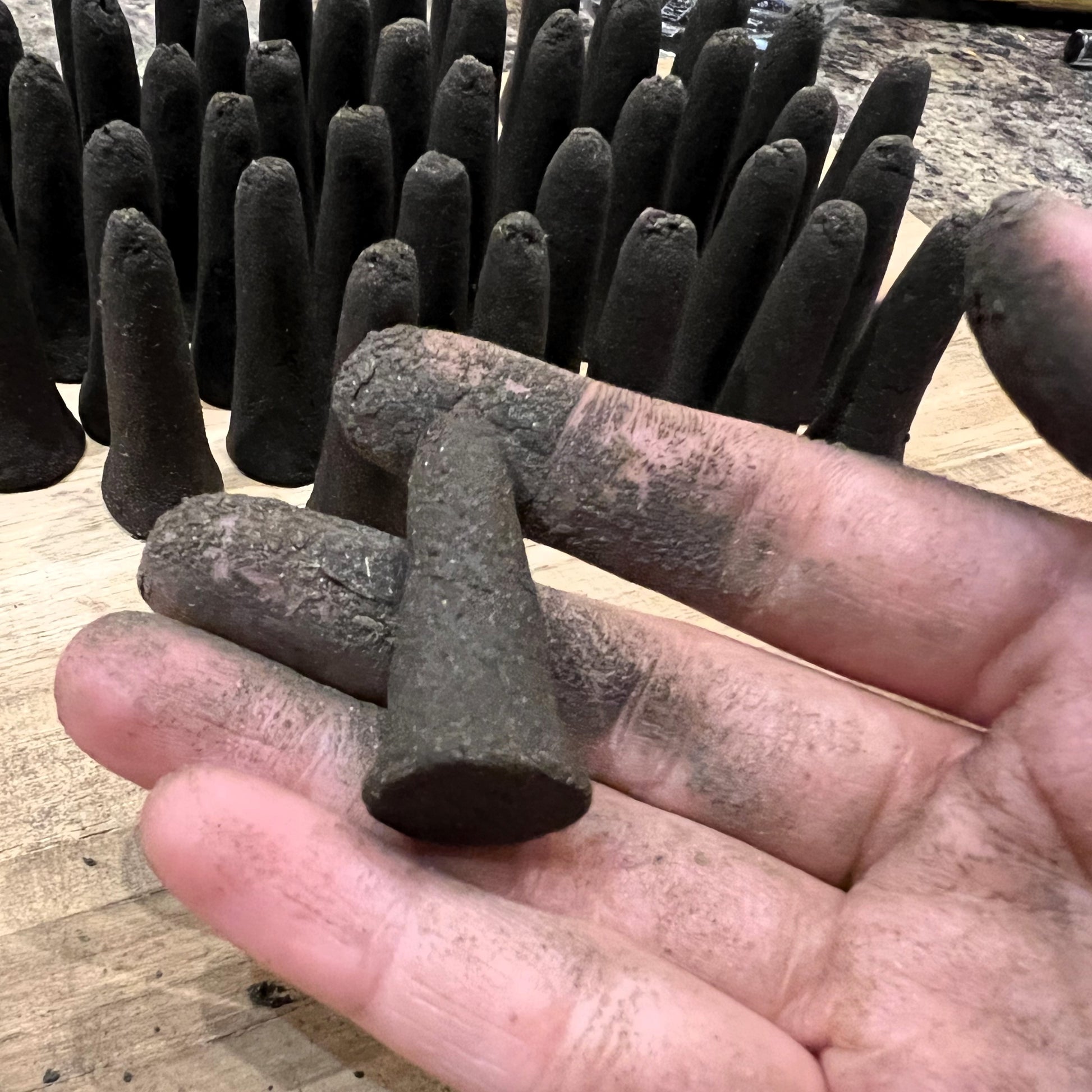 Dark Forest cone in the process of being made by hand.