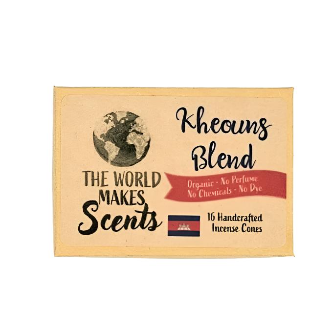 Kheoun's Blend organic handmade incense cones in a box.