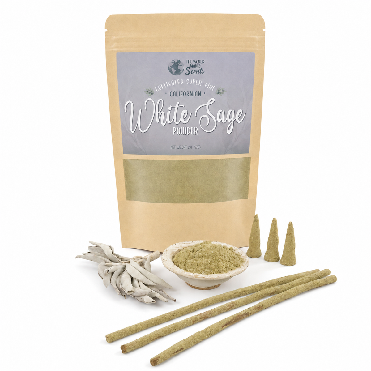 Super-Fine White Sage Powder (Salvia apiana) 2oz (57g) Cultivated On A California Farm